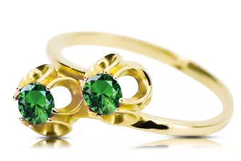 Szmaragd 14k żółte złoto Pierścionek Vintage vrc266y